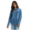 112373748 Wrangler Women's Denim Snap Shirt - Light Denim