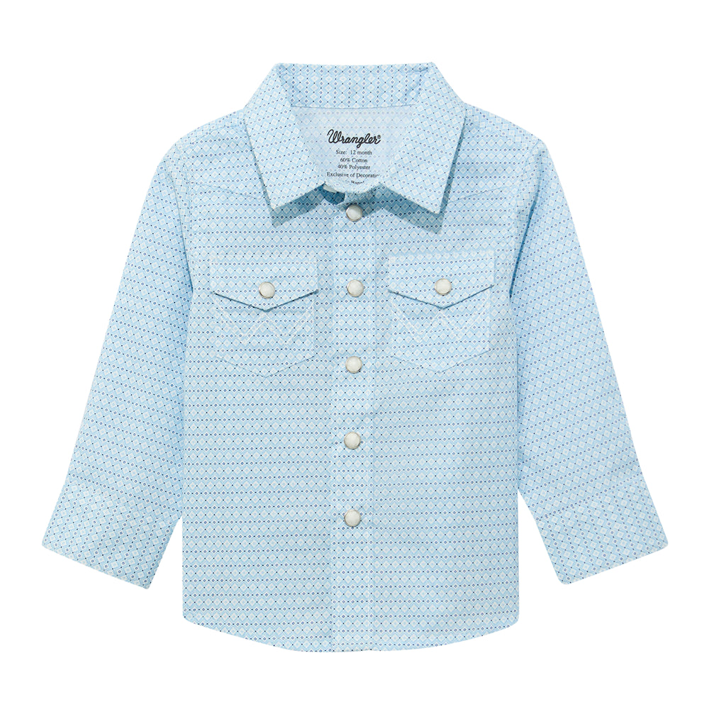 112374300 Wrangler Baby Boy Long Sleeve Western Snap Shirt - Blue