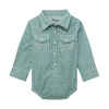 112374301 Wrangler Baby Boy Long Sleeve Western Bodysuit - Turquoise