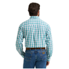 112374594 Wrangler® Men's George Strait Collection One Pocket Long Sleeve Button Down Shirt - Teal