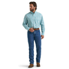 112374594 Wrangler® Men's George Strait Collection One Pocket Long Sleeve Button Down Shirt - Teal