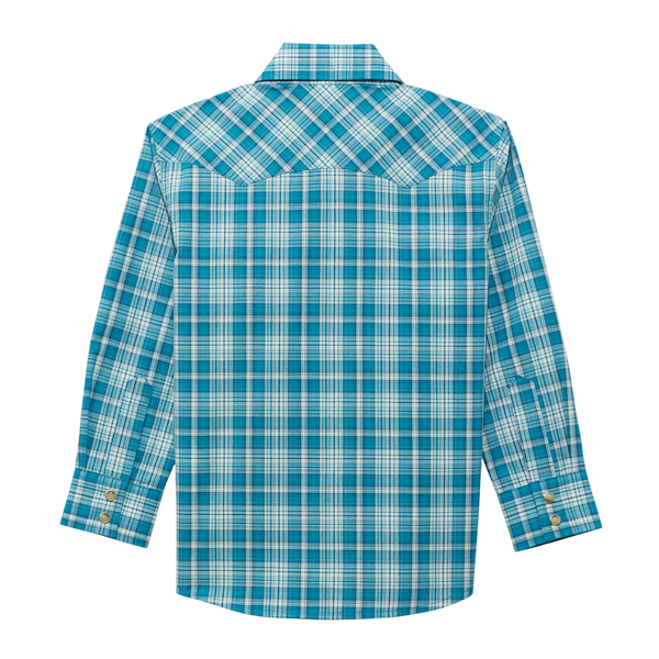 112374765 Wrangler Boys' Retro® Long Sleeve Snap Shirt - Blue
