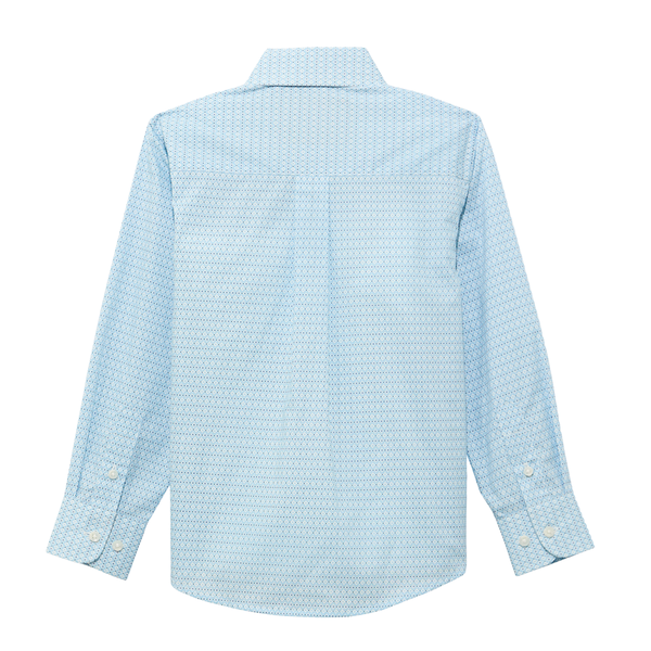 112374800 Wrangler Boys' Classic Long Sleeve Button Down Western Shirt - Blue
