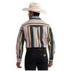 112374803 Wrangler Men's Vintage Inspired Brushpopper Long Sleeve Classic Fit Snap Shirt - Black Multi Stripe