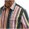 112374803 Wrangler Men's Vintage Inspired Brushpopper Long Sleeve Classic Fit Snap Shirt - Black Multi Stripe