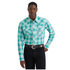 112374857 Wrangler Men's Long Sleeve Logo Snap Shirt - Turquoise