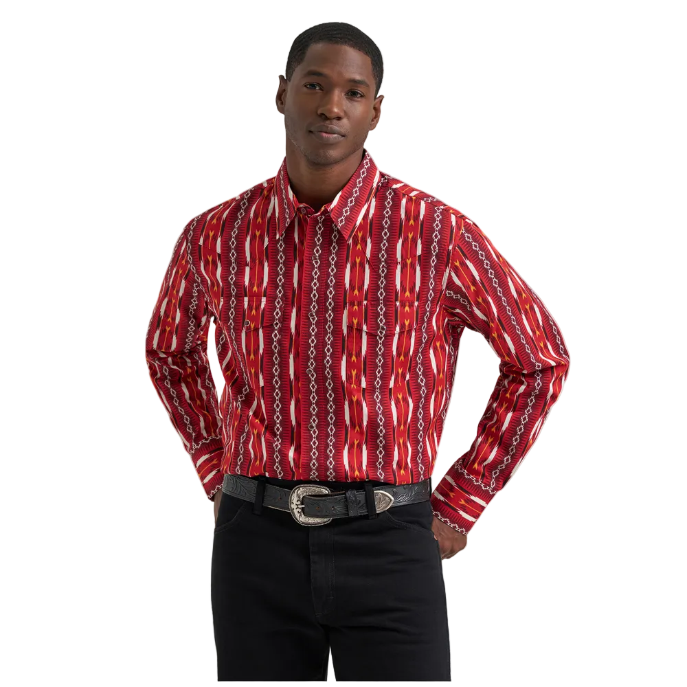112374909 Wrangler Men's Checotah® Dress Western Classic Fit Long Sleeve Shirt - Red