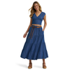112375219 Wrangler Women's Tiered Maxi Skirt - Dark Denim