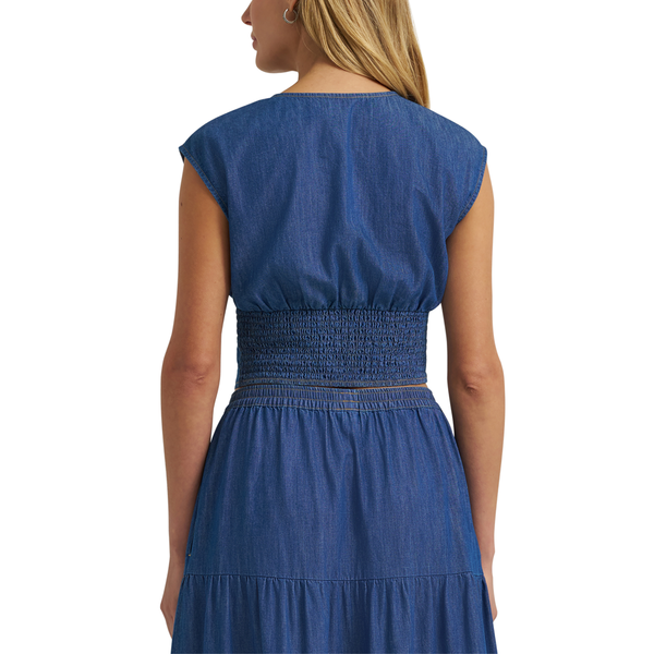 112375223 Wrangler Women's Retro® Vintage Denim Dress Set Blouse - Dark Denim