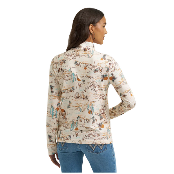 112375249 Wrangler Women's Performance Skye Long Sleeve Pullover - Cream Print