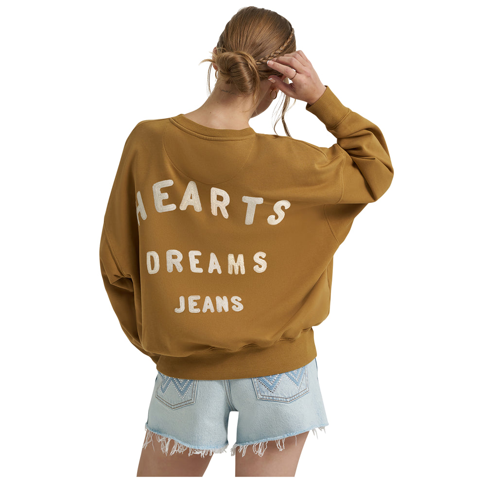 112375616 Wrangler X Lainey Wilson Women's Good Jeans Long Sleeve Sweatshirt - Brown