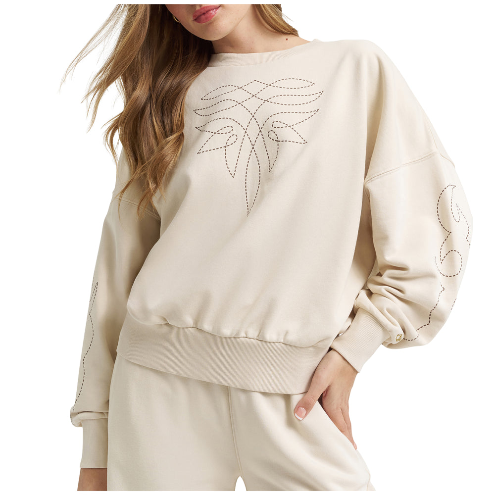 112375627 Wrangler Women's Lainey Wilson Cowboy Sweatshirt - Cream