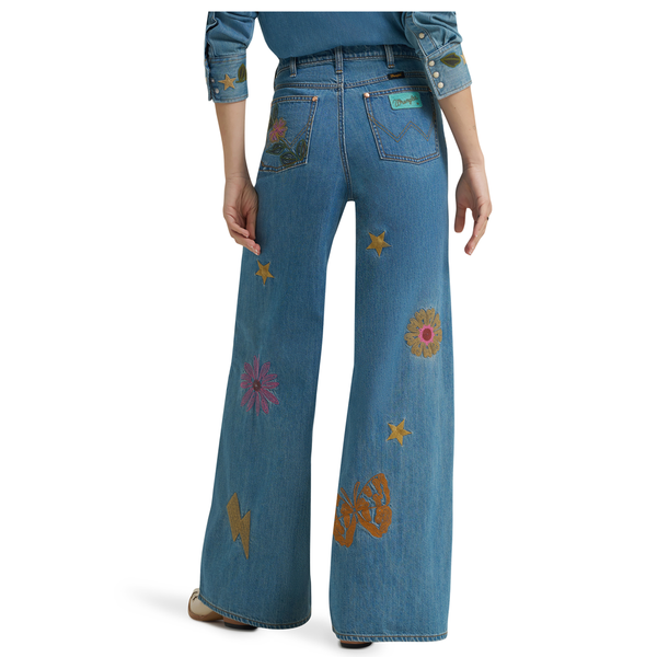 112375654 Wrangler X Lainey Wilson Women's Embroidered Wide Leg Pant - Denim