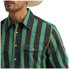 112375714 Wrangler Men's Vintage Inspired Classic Fit Long Sleeve Western Snap Shirt - Black Multi Stripe