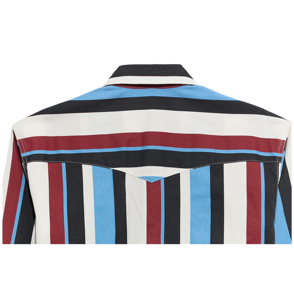 112375804 Wrangler Boys' Vintage Brushpopper Long Sleeve Shirt - Blue Multi Stripe