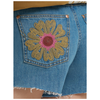112375881 Wrangler X Lainey Wilson Women's Embroidered Cowboy Shorts - Denim