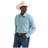 112378926 Wrangler Men's Retro Slim Fit Long Sleeve Snap Shirt - Turquoise