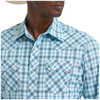 112378926 Wrangler Men's Retro Slim Fit Long Sleeve Snap Shirt - Turquoise