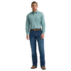 112378968 Wrangler X Cody Johnson Men's Long Sleeve Classic Fit Button Down Shirt - Green Weave