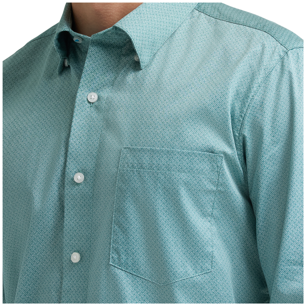 112378968 Wrangler X Cody Johnson Men's Long Sleeve Classic Fit Button Down Shirt - Green Weave