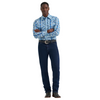 112379225 Wrangler Men's Checotah Dress Western Classic Fit Long Sleeve Snap Shirt - Icy