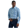 112379225 Wrangler Men's Checotah Dress Western Classic Fit Long Sleeve Snap Shirt - Icy