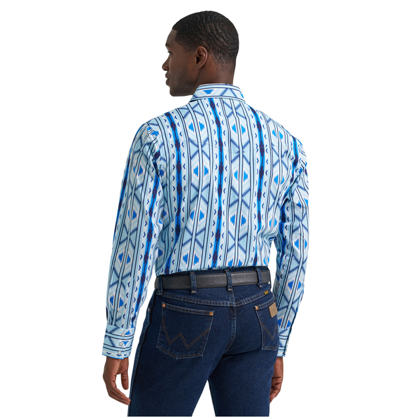 112379225 Wrangler Men's Checotah Dress Western Classic Fit Long Sleeve Snap Shirt - Icy