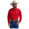 112379238 Wrangler Men's Long Sleeve Logo Snap Shirt - Americana Red