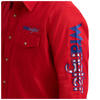 112379238 Wrangler Men's Long Sleeve Logo Snap Shirt - Americana Red
