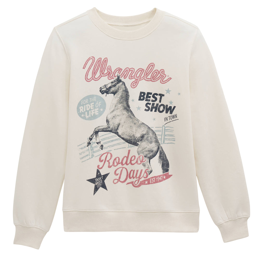 112379628 Wrangler Women's Retro Crew Fleece Sweatshirt Regular Fit - Egret