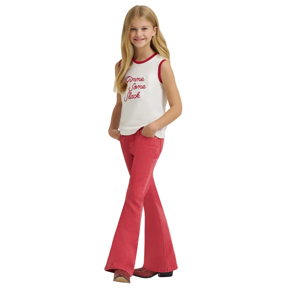 112380477 Wrangler X Girls' Lainey Wilson Slim Fit Flare Jeans - Red