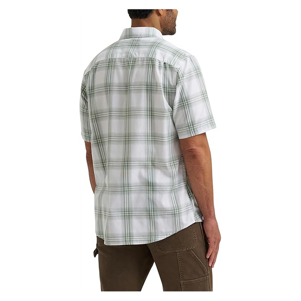 112381437 Wrangler Men's Plaid Short Sleeve Button Down Shirt - White with Sage Green