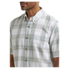 112381437 Wrangler Men's Plaid Short Sleeve Button Down Shirt - White with Sage Green