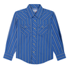 112381465 Wrangler Boys 20X Advanced Comfort Long Sleeve Western Snap Shirt - Navy