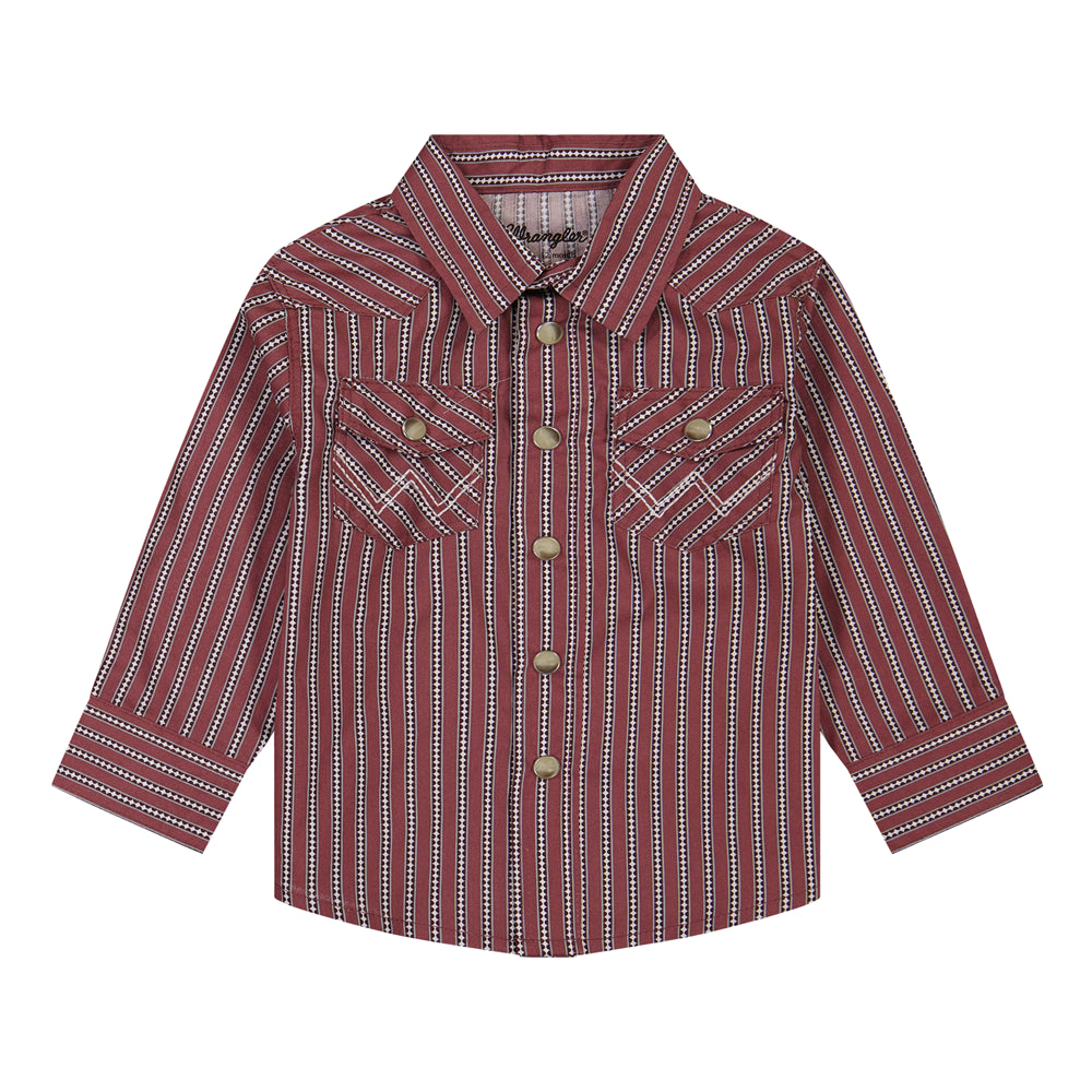 112381494 Wrangler Baby & Toddler Boy Long Sleeve Western Shirt - Red