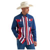 112381499 Wrangler Men's Classic Fit Vintage Inspired Brushpopper Long Sleeve Shirt - Americana Bold Striped