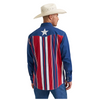 112381499 Wrangler Men's Classic Fit Vintage Inspired Brushpopper Long Sleeve Shirt - Americana Bold Striped