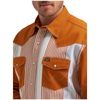 112381500 Wrangler Men's Classic Fit Vintage Inspired Brushpopper Long Sleeve Shirt - Texas Lone Star Orange Stripe