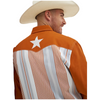 112381500 Wrangler Men's Classic Fit Vintage Inspired Brushpopper Long Sleeve Shirt - Texas Lone Star Orange Stripe