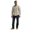 112381538 Wrangler Men's Retro Premium Modern Fit Long Sleeve Snap Shirt - Green/Ecru Stripe