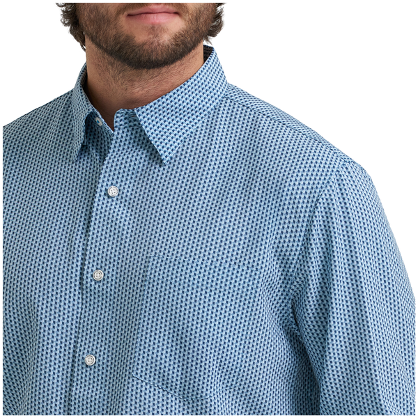 112381622 Wrangler X Men's Cody Johnson Classic Fit Long Sleeve Button Performance Shirt - Blue