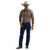 112381649 Wrangler Men's Wrinkle Resist Long Sleeve Snap Shirt - Brown Plaid