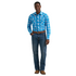 112381875 Wrangler Men's Retro Modern Fit Long Sleeve Western Snap Shirt - Blue Plaid