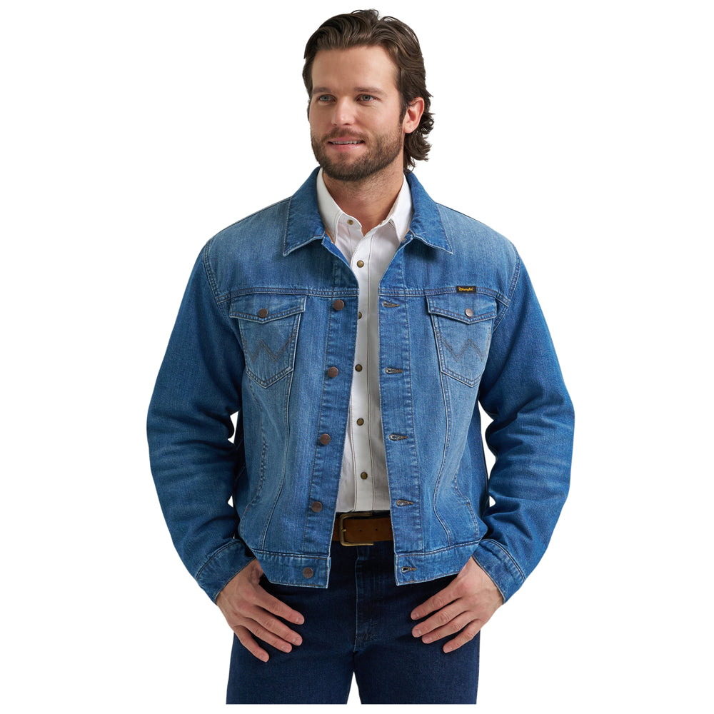 112381946 Wrangler Men's Cowboy Cut Flannel Lined Jacket - Blue Indigo
