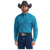112381971 Wrangler Men's George Strait Collection Relaxed Fit One Pocket Long Sleeve Shirt - Teal