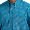 112381971 Wrangler Men's George Strait Collection Relaxed Fit One Pocket Long Sleeve Shirt - Teal