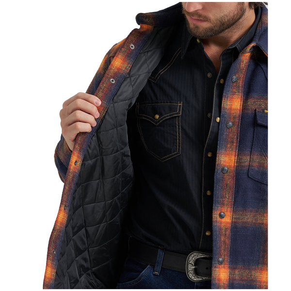 112382020 Wrangler Men's Quilted Lined Flannel Shirt Jacket - Night Sky