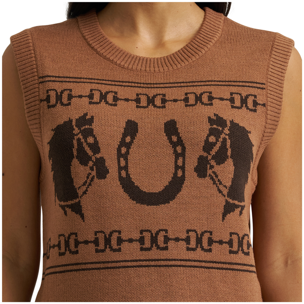 112382527 Wrangler Women's Retro Americana Sweater Vest - Brown