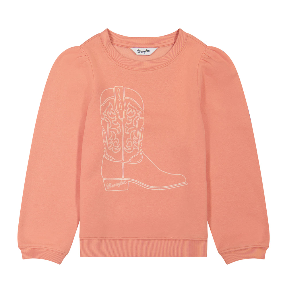 112382684 Wrangler Girls' Western Boot Graphic Sweatshirt - Pink