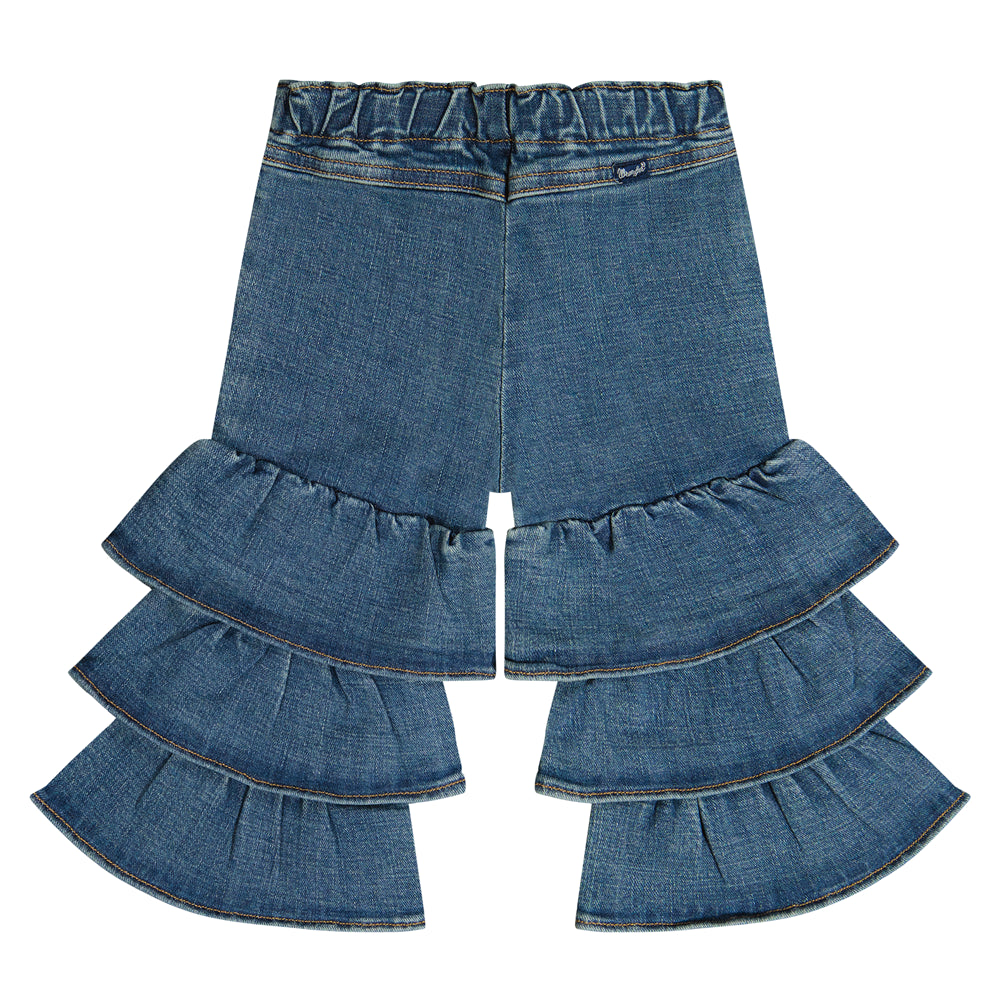 112382701 Wrangler Baby & Toddler Girls Pull Up Tiered Flare Jean - Denim